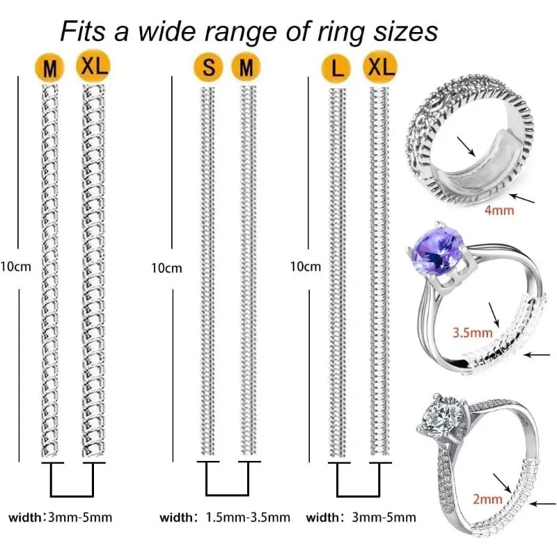 Ring Size Adjuster for Loose Rings,Ring Sizers Ring Spacers or Ring Tightener- 6 Sizes Fitter, Resizer Fit Almost Any Size Rings