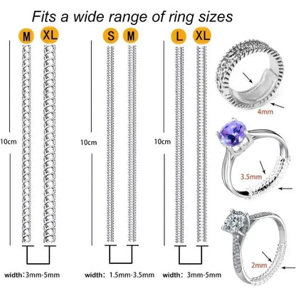 Ring Size Adjuster for Loose Rings,Ring Sizers Ring Spacers or Ring Tightener- 6 Sizes Fitter, Resizer Fit Almost Any Size Rings