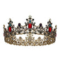 Jeweled Baroque Queen Crown for Women - Rhinestone Wedding Crowns, Bronze Costume Hair Accessories for Cosplay Birthday Party