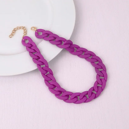 FishSheep Fashion Colorful Acrylic Matte Chain Choker Necklace for Women Statement Resin Wide Chain Collar Neck Jewelry