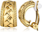 Antique Gold Clip On Hoop Earrings for Women Non Pierced Clip on Earrings with Interwoven Textured Jewelry Gifts